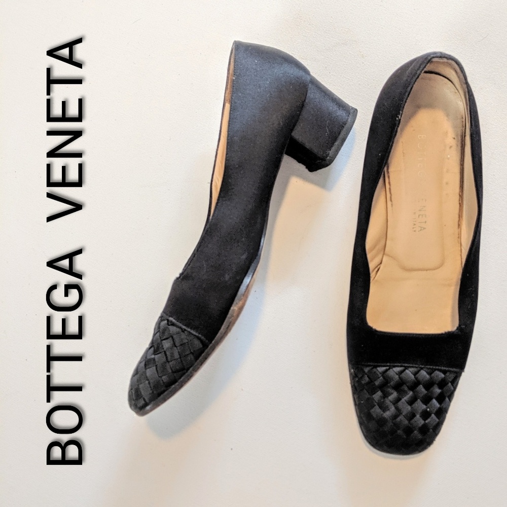 🔥🔴 BOTTEGA VENETA Woven Satin Chunky Low Heel